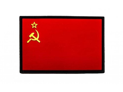 Шеврон ПВХ с велкро "Флаг СССР" 60х40 красный на черном - фото 11036
