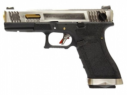 Пистолет WE GLOCK-18 G-Force, авт, чер рамка, хром. слайд, зол ствол 1948 - фото 12803