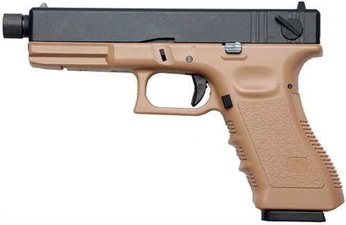 Пистолет пневм. KJW GLOCK G18, авт., ствол с резьбой, мет. слайд TAN 4583