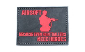 Шеврон Airsoft because even paintballers need heroes Red black
