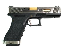 Пистолет WE GLOCK-17 G-Force металл слайд, чер рамка, хром слайд, золоченый ствол 1944