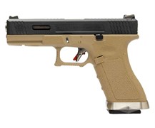 Пистолет пневм. WE GLOCK-17 G-Force металл, TAN рамка, чер слайд, хром. ствол 2406