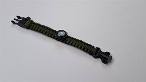 БРАСЛЕТ PARACORD компас, кресало и свисток олива 877