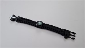 БРАСЛЕТ PARACORD компас, кресало и свисток черный 876