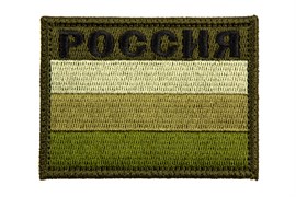 Шеврон Флаг Россия зеленая с надписью 6*8