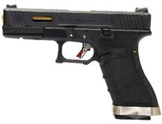 Пистолет WE GLOCK-17 G-Force металл слайд, чер рамка, слайд, золоченый ствол